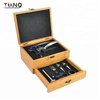 Luxury Rabbit Wine Opener Wine Gift Set Drawer Bamboo Box with Factory Direct Supply